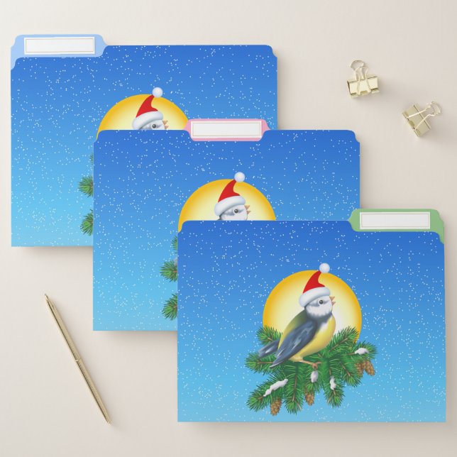 Bird in Santa Hat File Folder (Set)