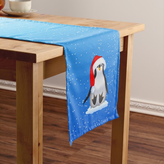 Bird in Santa Hat Short Table Runner (In Situ)