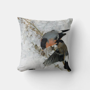 Bird in Snow, Bruno Liljefors Throw Pillow