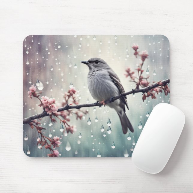 Bird  in the Rain Mouse Pad (With Mouse)