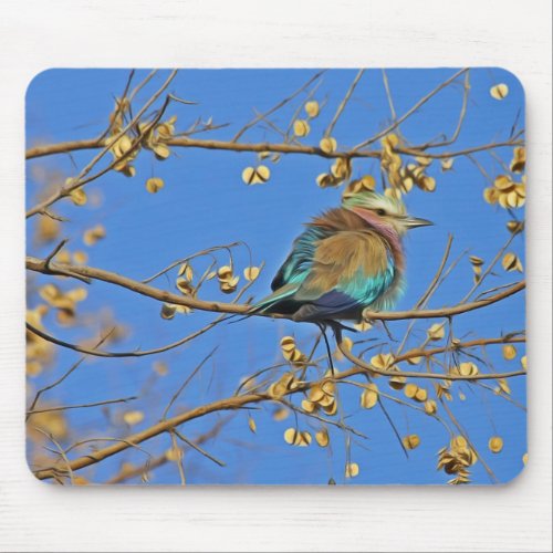 Bird in Tree and Blue Sky Photo Mouse Pad