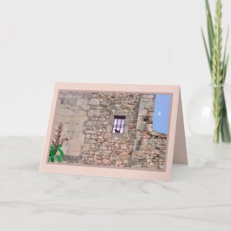 Bird In Window Of Old Stone Building Note Card