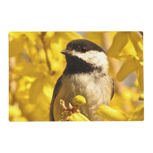Bird in Yellow Flowers Laminated Place Mat (Front)