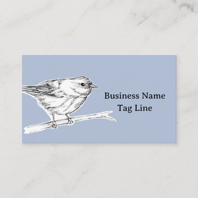 Bird Ink Drawing Blue Gray Nature Wildlife Business Card (Front)