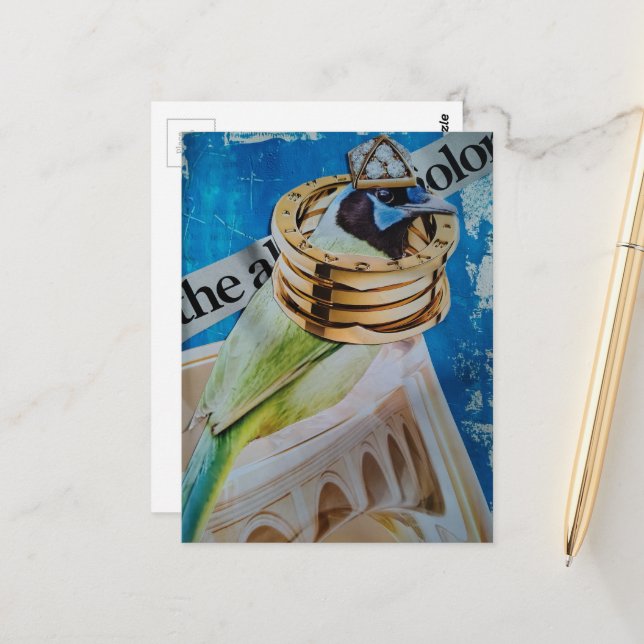 Bird Jewelry and Architecture surreal collage art Postcard (Front/Back In Situ)
