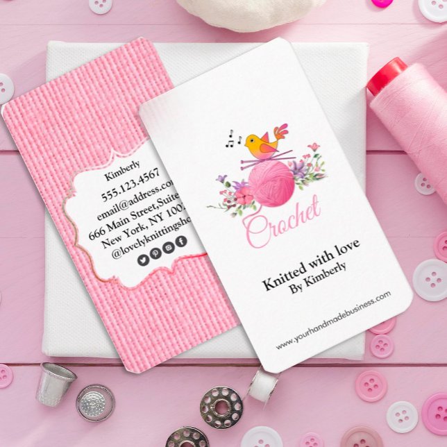 bird knitting needles crochet business card (Creator Uploaded)