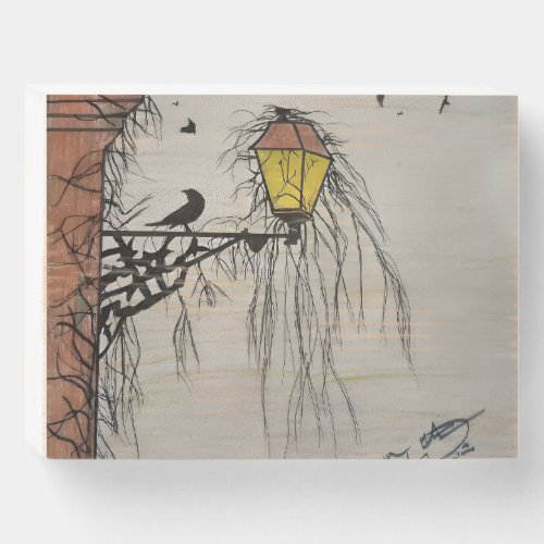 Bird  Lamp post wall art Wooden Box Sign