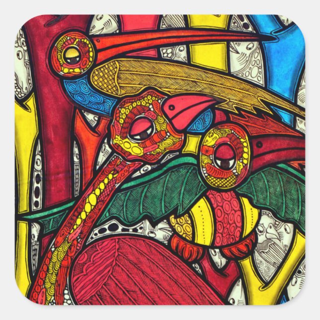 Bird Life Square Sticker (Front)