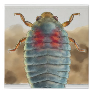 Bird Louse Dorsal View 280824IREF205 - Watercolor Faux Canvas Print