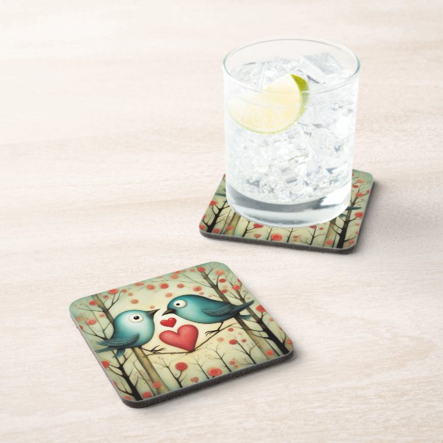 Bird Love 3 Beverage Coaster (Right Side)