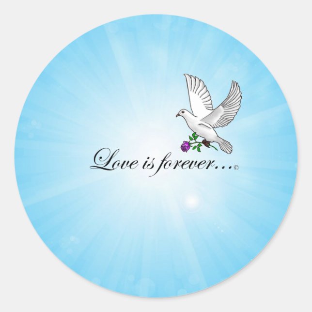 Bird "LOVE is Forever" Classic Round Sticker (Front)