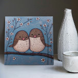 Bird Love Vintage Winter Blue Art Nouveau Ceramic Tile<br><div class="desc">Welcome to CreaTile! Here you will find handmade tile designs that I have personally crafted and vintage ceramic and porcelain clay tiles, whether stained or natural. I love to design tile and ceramic products, hoping to give you a way to transform your home into something you enjoy visiting again and...</div>