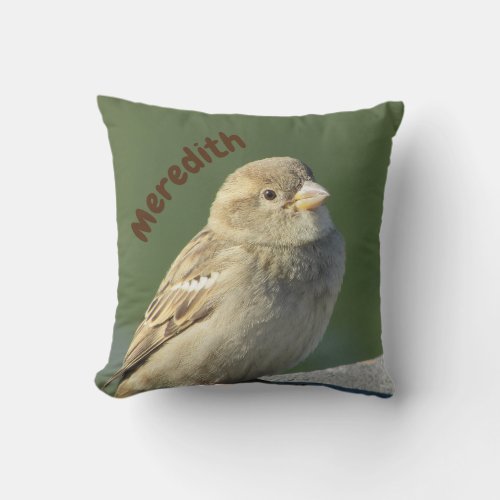 Bird Lover Beautiful Small Brown House Sparrow Throw Pillow