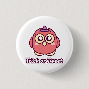 Bird Lover Halloween Cute Owl Witch Button
