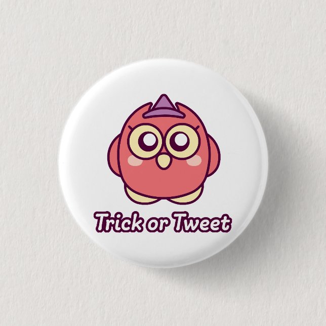 Bird Lover Halloween Cute Owl Witch Button (Front)