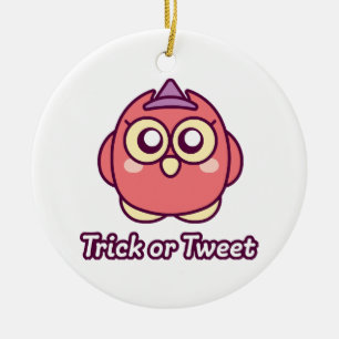Bird Lover Halloween Cute Owl Witch Ceramic Ornament
