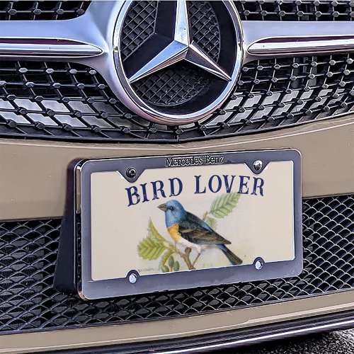 Bird Lover License Plate Art _ Lazuli Bunting