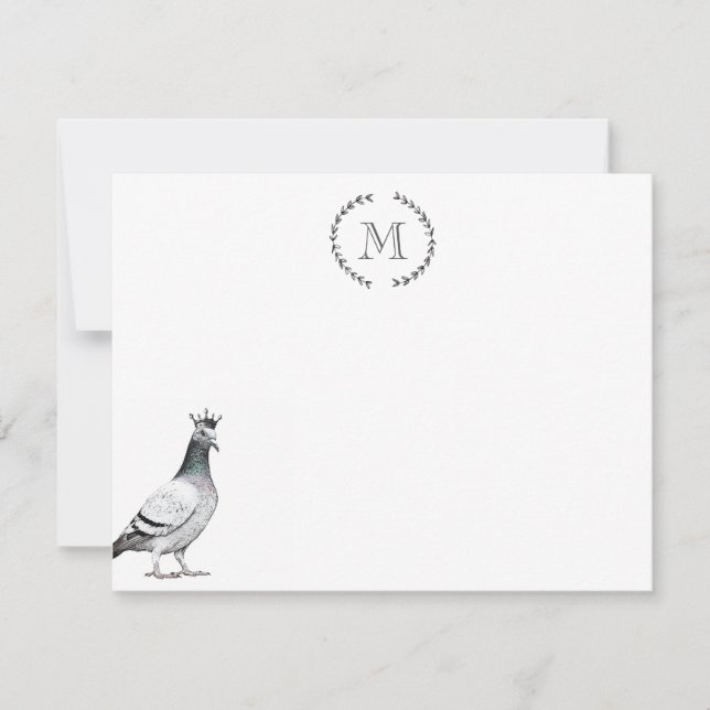 Bird Lover Pigeon Personalized Royal Note Card (Front)