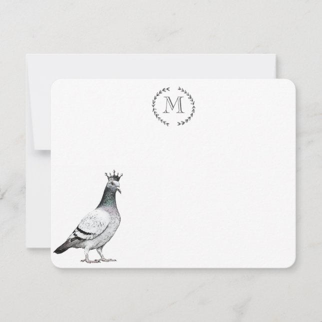 Bird Lover Pigeon Personalized Royal Note Card (Front)