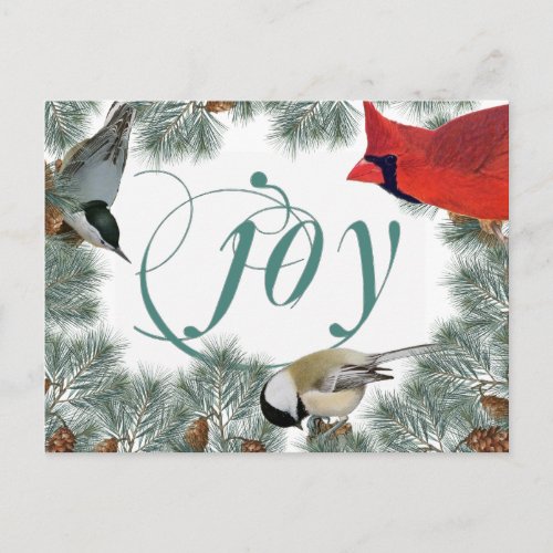 Bird Lovers Postcard with Cardinal and Chickadee 