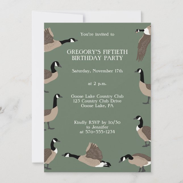 Bird Lovers Canada Geese Birthday Party Invitation (Front)