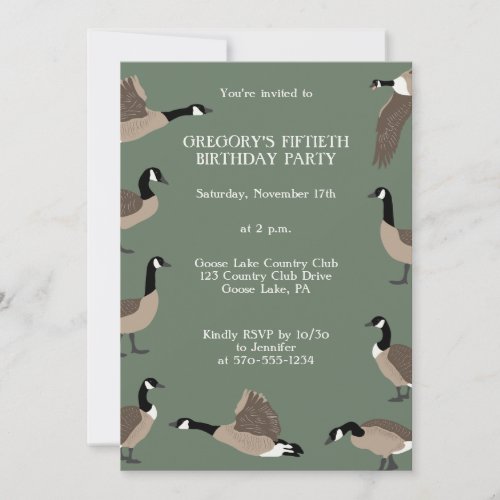 Bird Lovers Canada Geese Birthday Party Invitation