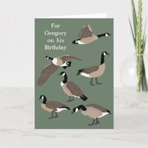 Bird Lovers Canada Geese Illustration Birthday Card