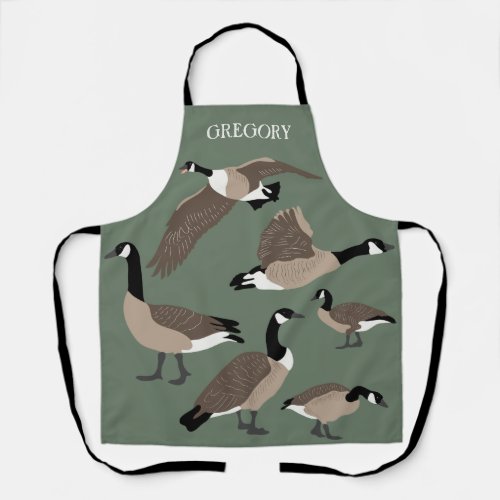 Bird Lovers Canada Geese Illustration Personalized Apron