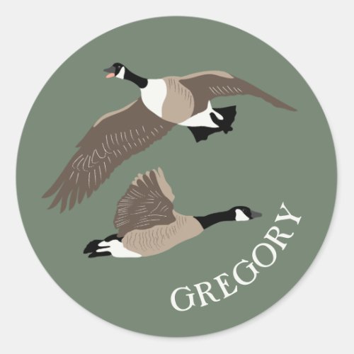 Bird Lovers Canada Geese Illustration Personalized Classic Round Sticker