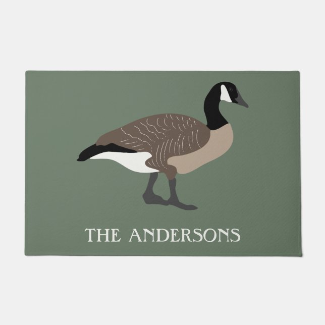 Bird Lovers Canada Geese Illustration Personalized Doormat (Front)