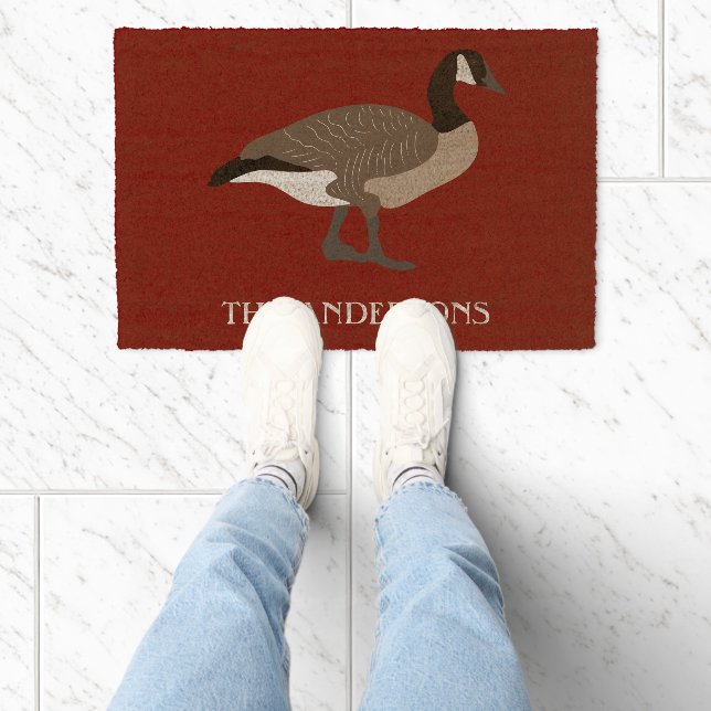 Bird Lovers Canada Geese Illustration Personalized Fiber Doormat (Insitu)