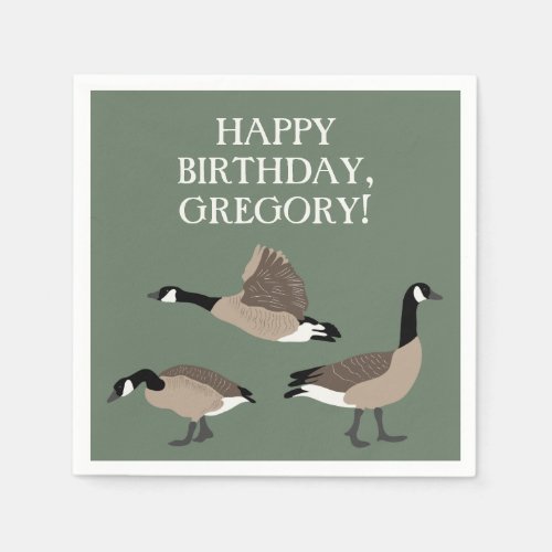 Bird Lovers Canada Geese Illustration Personalized Napkins