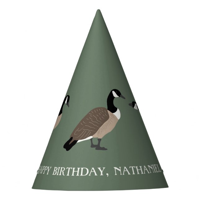 Bird Lovers Canada Geese Illustration Personalized Party Hat (Front)