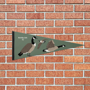 Bird Lovers Canada Geese Illustration Personalized Pennant Flag