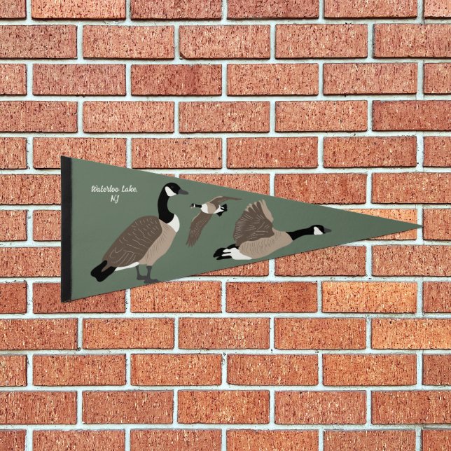 Bird Lovers Canada Geese Illustration Personalized Pennant Flag (Front)