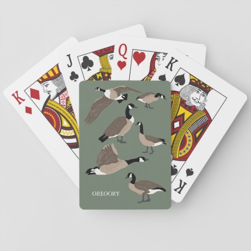Bird Lovers Canada Geese Illustration Personalized Playing Cards