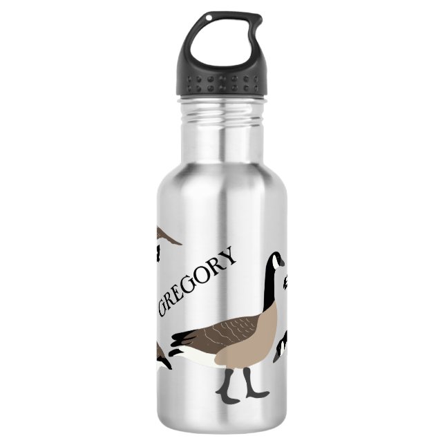 Bird Lovers Canada Geese Illustration Personalized Stainless Steel Water Bottle (Front)