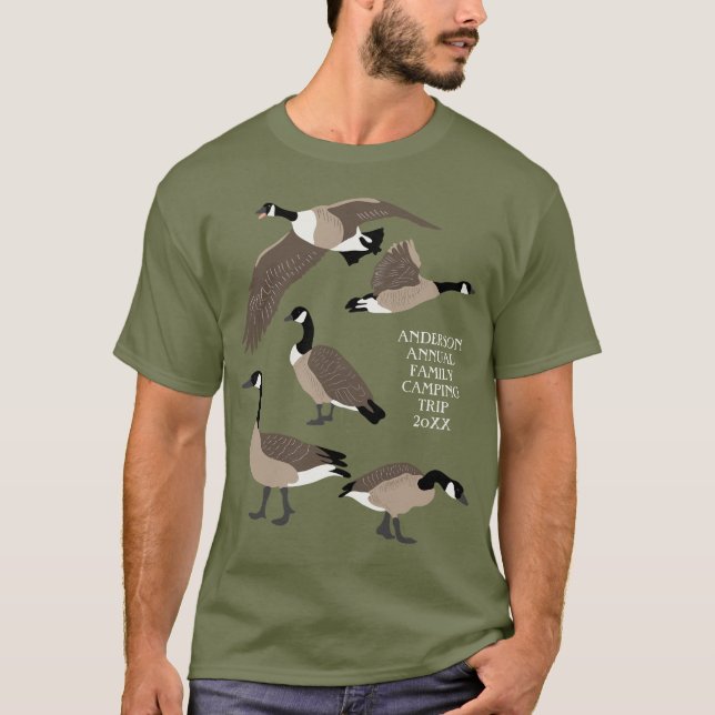 Bird Lovers Canada Geese Illustration Personalized T-Shirt (Front)