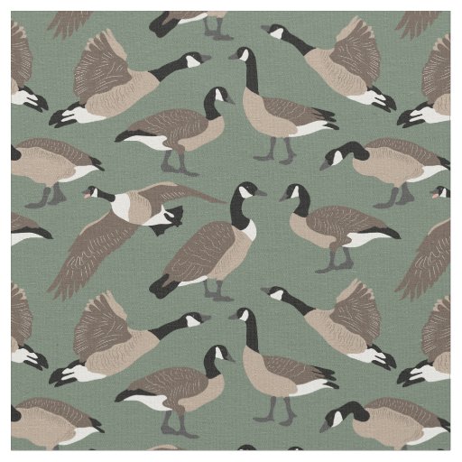 Bird Lovers Canada Geese Pattern Sage Green Fabric