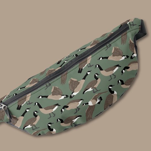 Bird Lovers Canada Geese Pattern Sage Green Fanny Pack