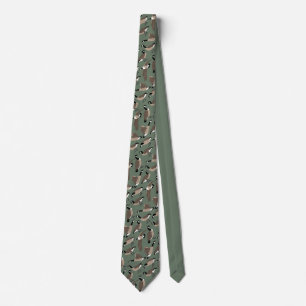 Bird Lovers Canada Geese Pattern Sage Green Neck Tie