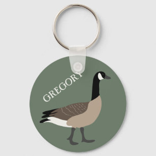 Bird Lovers Canada Goose Illustration Personalized Keychain