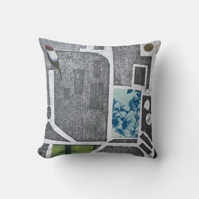Bird Map Throw Pillow (Front)