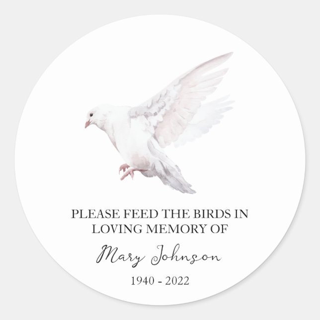 Bird Memorial Funeral Seed Packet Classic Round Sticker (Front)