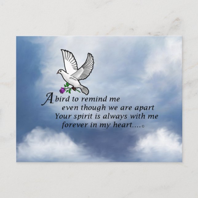 Bird Memorial Poem Postcard (Front)