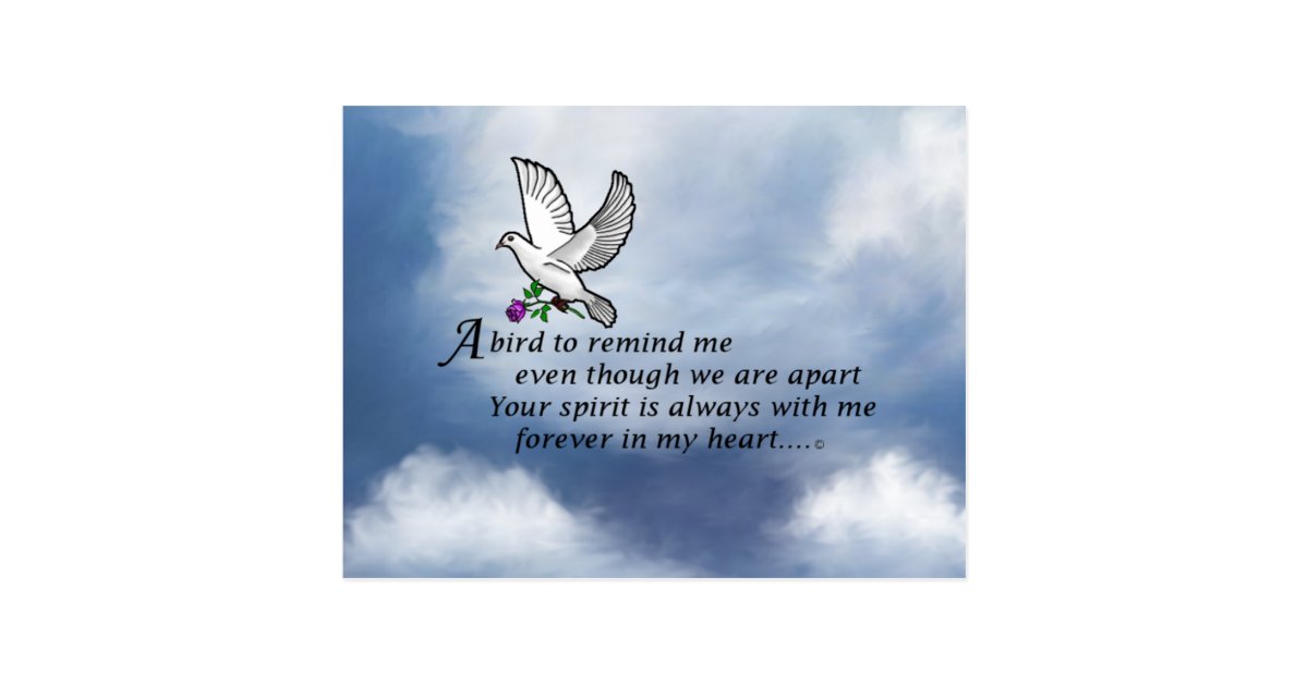 Bird Memorial Poem Postcard