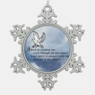 Bird Memorial Poem Snowflake Pewter Christmas Ornament