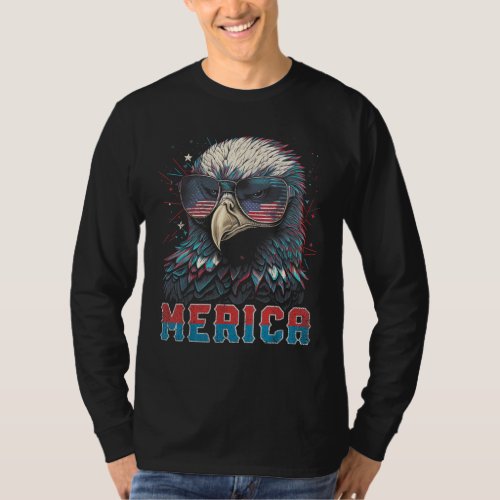 Bird Merica 4th of July American Flag USA America T_Shirt