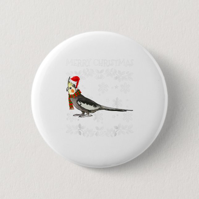 Bird Merry Christmas Ornament Cockatiel Button (Front)