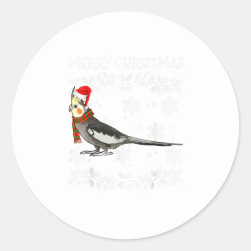 Bird Merry Christmas Ornament Cockatiel Classic Round Sticker